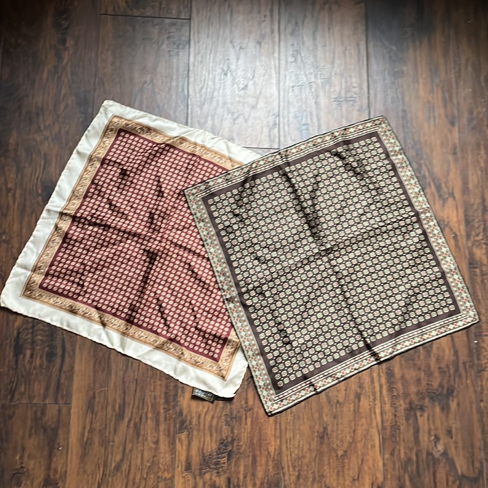 2 Silk Small Silk Square Printed Scarves